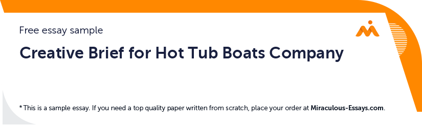 Free «Creative Brief for Hot Tub Boats Company» Essay Sample