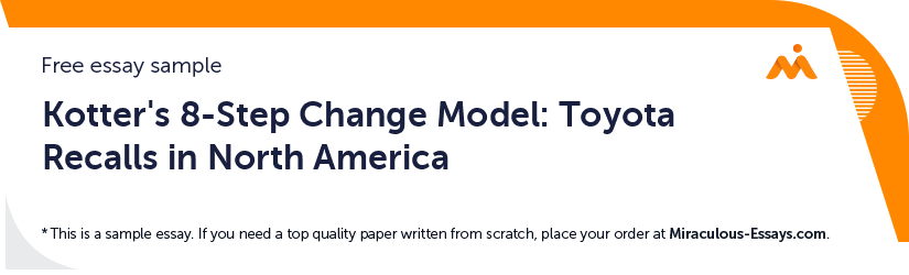 Free «Kotter's 8-Step Change Model: Toyota Recalls in North America» Essay Sample
